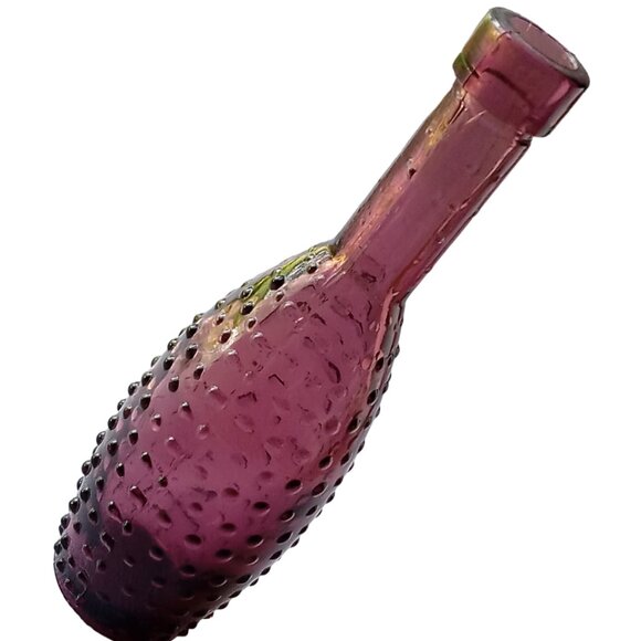 Vintage Amethyst Hobnail Small Glass Bottle, Rare Purple Glass Mini Bottle - Picture 2 of 6